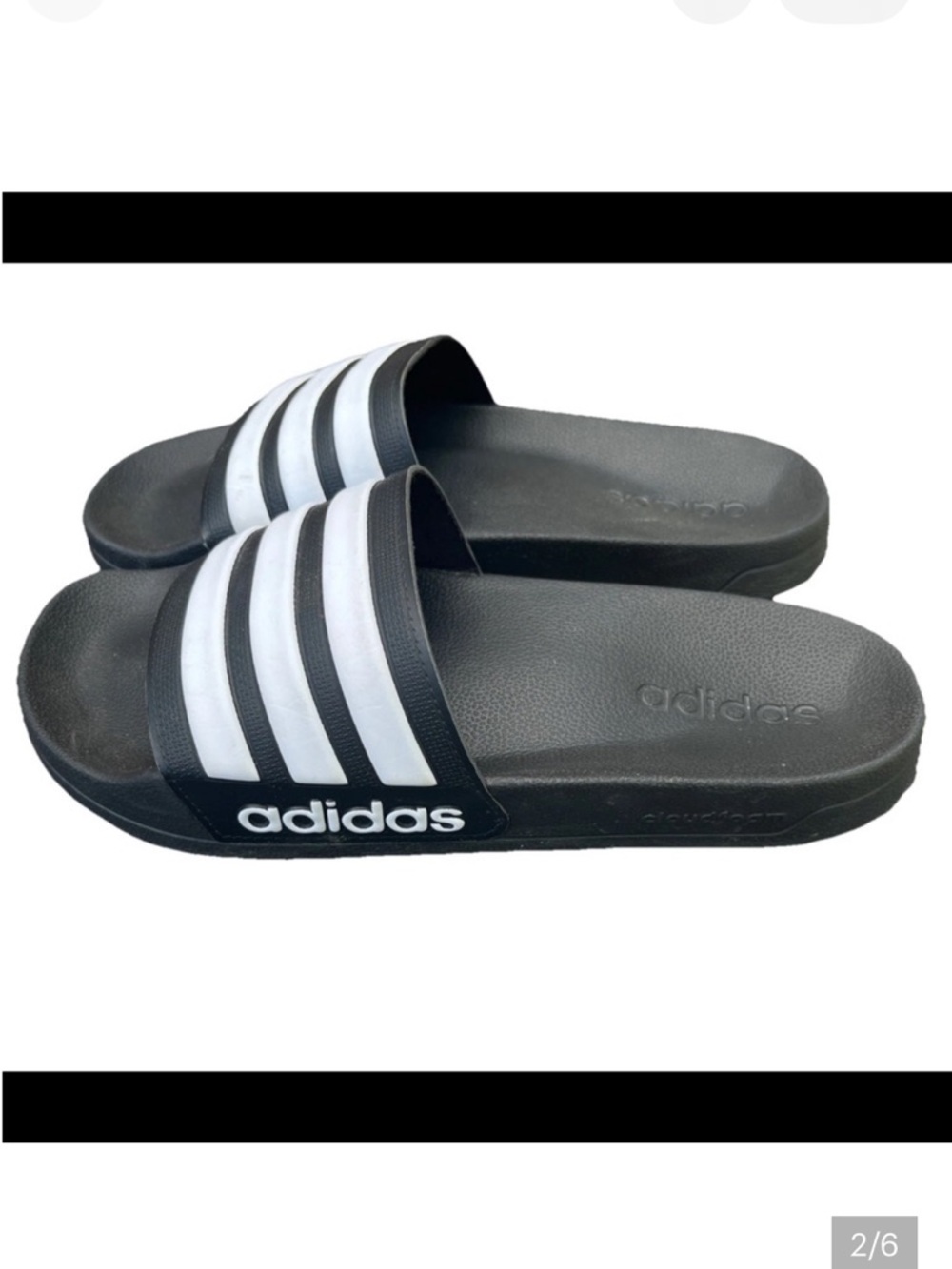 adidas Adilette Shower Men's Sandals, Size 8 - Black/White - Picture 2 of 5